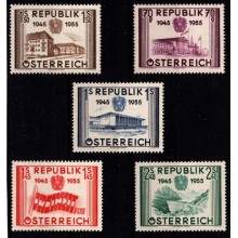 1955 - Østrig - AFA 912-16 - Frimærke - 10-året for befrielsen - Komplet sæt - Postfrisk.